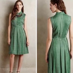 Anthropologie 11.1 Tylho Green Polka Dot Dress